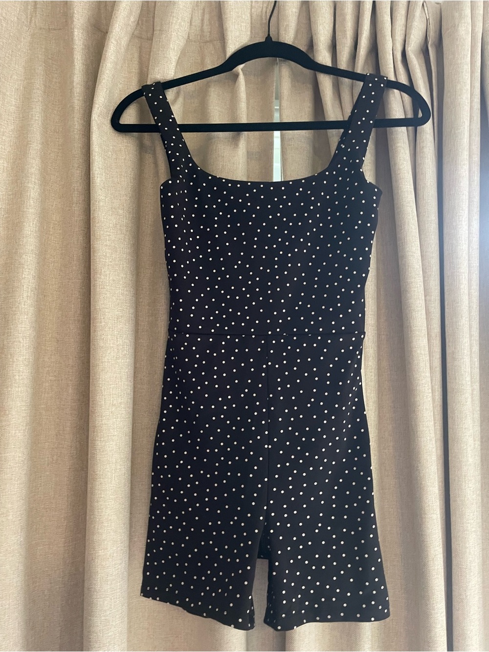Reformation Black and White Polka Dot Sleeveless Romper work out